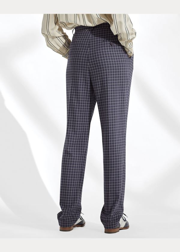 Ralph Lauren Andela Checked Wool Pant Tmavě Blankyt Krém | 78wf5ve3