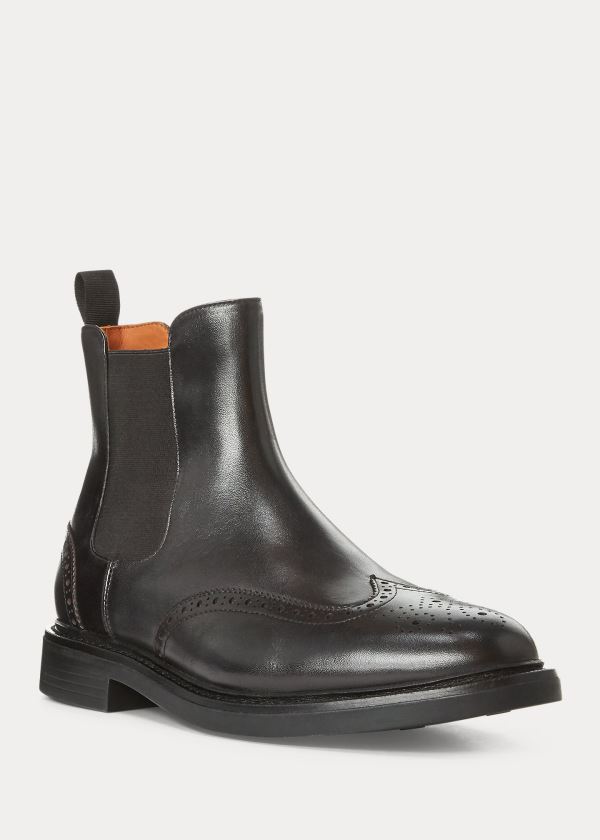 Ralph Lauren Asher Wingtip Chelsea Boot Černé | u9yIeHY8