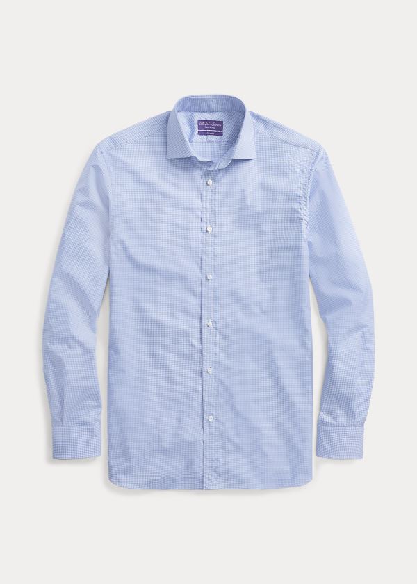 Ralph Lauren Aston Gingham Šaty Shirt Světle Blankyt Bílé | 1qubSxwZ