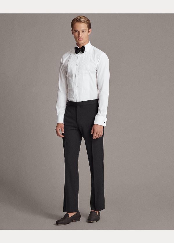 Ralph Lauren Aston Pleated Tuxedo Shirt Bílé | Ch2cqsqg