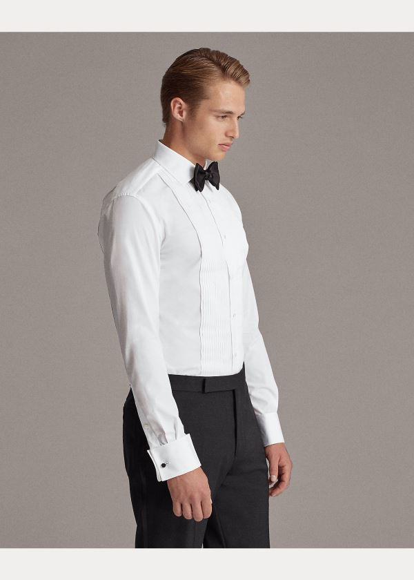 Ralph Lauren Aston Pleated Tuxedo Shirt Bílé | Ch2cqsqg