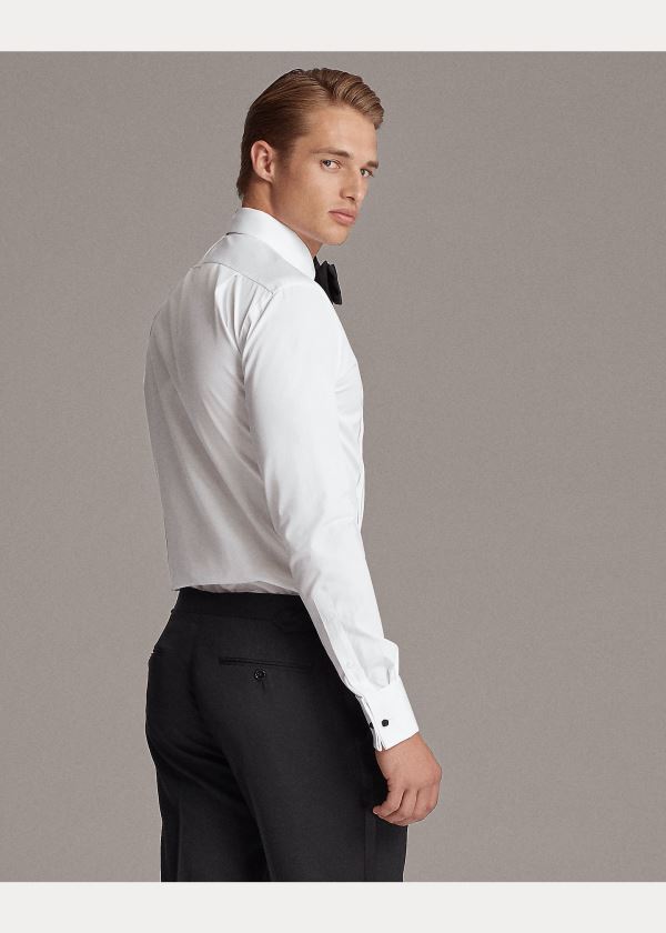 Ralph Lauren Aston Pleated Tuxedo Shirt Bílé | Ch2cqsqg