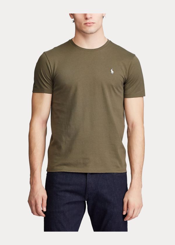 Ralph Lauren Bavlněné Jersey Crewneck T-Shirt Olivy Zelené | uJu9EddE