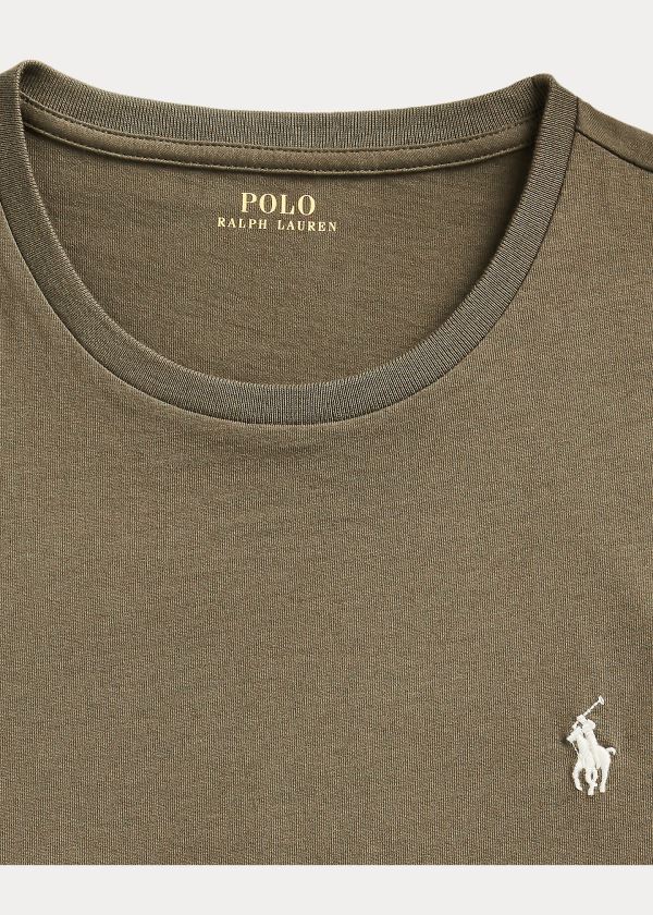 Ralph Lauren Bavlněné Jersey Crewneck T-Shirt Olivy Zelené | uJu9EddE