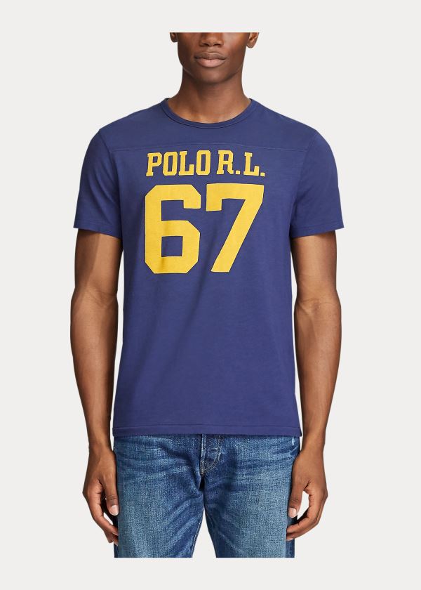 Ralph Lauren Bavlněné Jersey Graphic T-Shirt Tmavě Blankyt | 3M1mPIeH