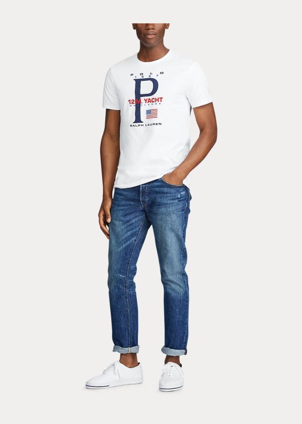 Ralph Lauren Bavlněné Jersey Graphic T-Shirt Bílé | 6ElpQRZd