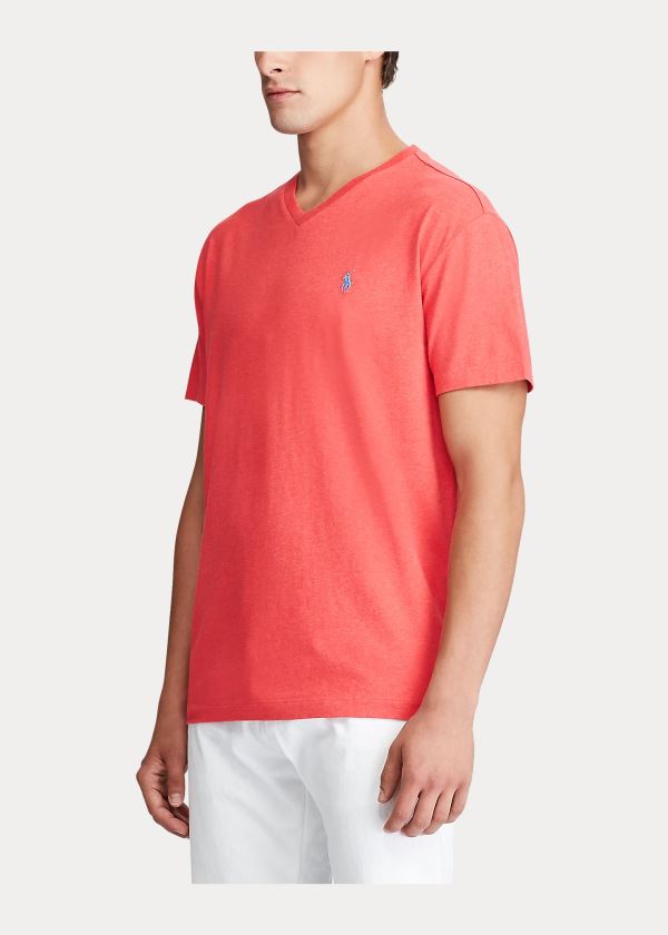 Ralph Lauren Bavlněné Jersey V-Neck T-Shirt Koralove | LfxdR1JY