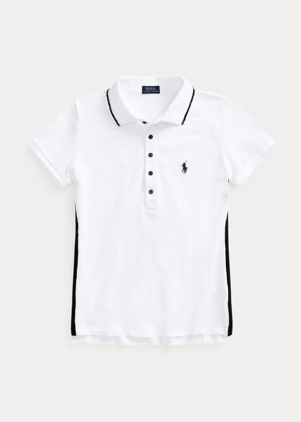 Ralph Lauren Beaded-Trim Polo Shirt Bílé | KEbI8Lsc