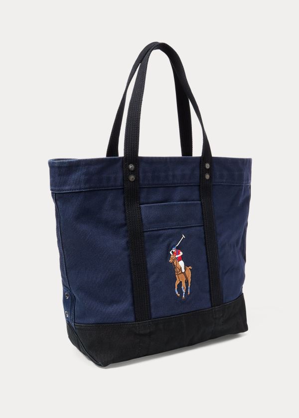 Ralph Lauren Big Pony Platene Tote Bag Tmavě Blankyt Černé | QpOuyk38