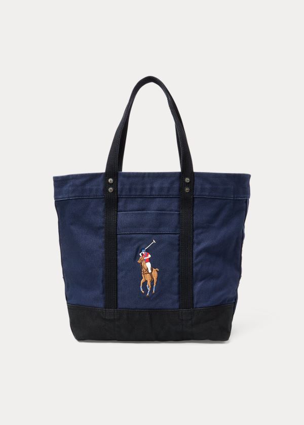 Ralph Lauren Big Pony Platene Tote Bag Tmavě Blankyt Černé | QpOuyk38