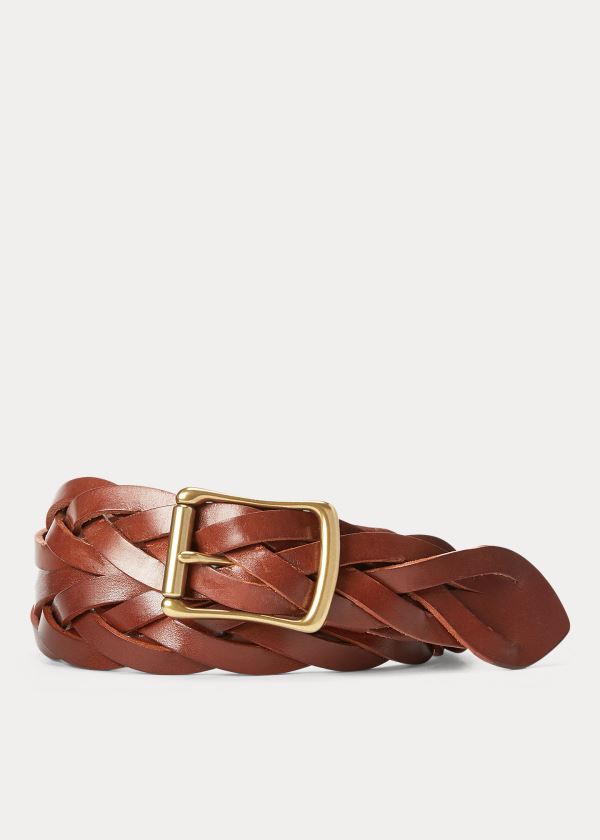 Ralph Lauren Braided Læder Belt Hnědé | NPLll2dW