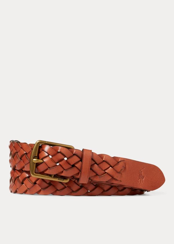 Ralph Lauren Braided Læder Belt Hnědé | O40UTDHG