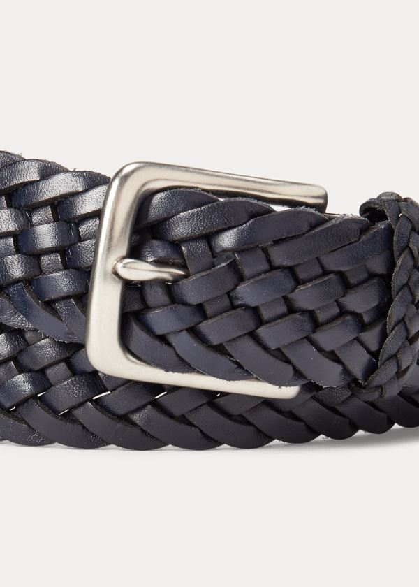 Ralph Lauren Braided Læder Belt Tmavě Blankyt | wml5s0uQ