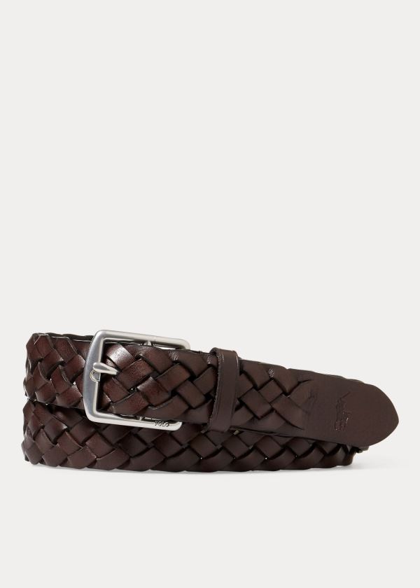 Ralph Lauren Braided Læder Belt Tmavě Hnědé | W09ADQ5r