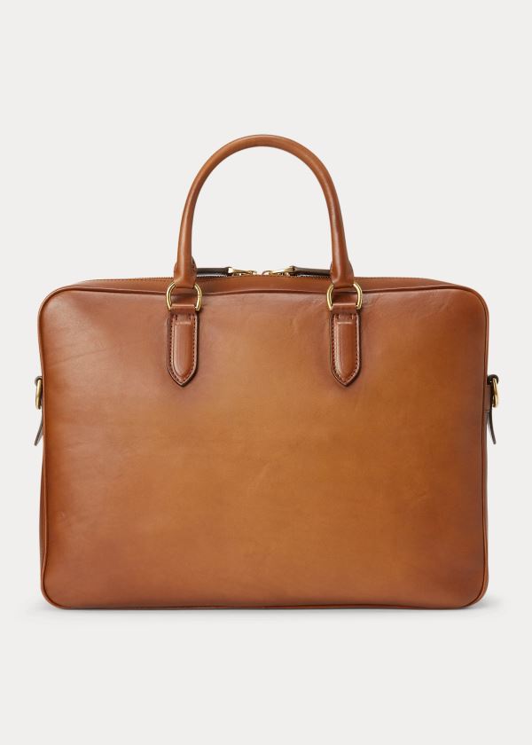 Ralph Lauren Burnished Vachetta Briefcase Hnědé | CIsUBkGP