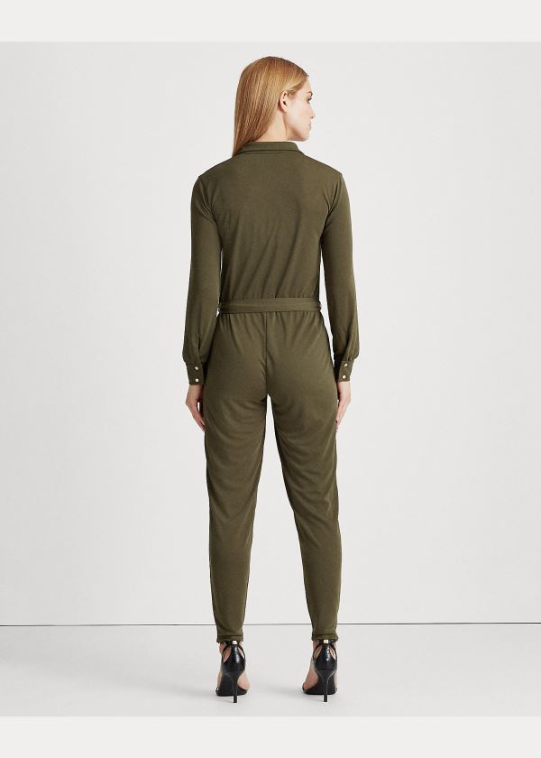 Ralph Lauren Buttoned Jersey Jumpsuit Tmavě Olivy Zelené | NtcL6P4y