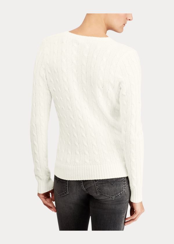 Ralph Lauren Cable Cashmere V-Neck Svetrové Krém | c6IgzS11