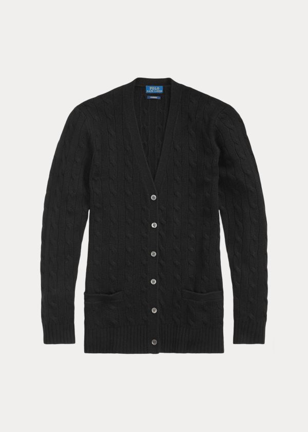 Ralph Lauren Cable-Knit Cashmere Cardigan Černé | B8NPexWZ