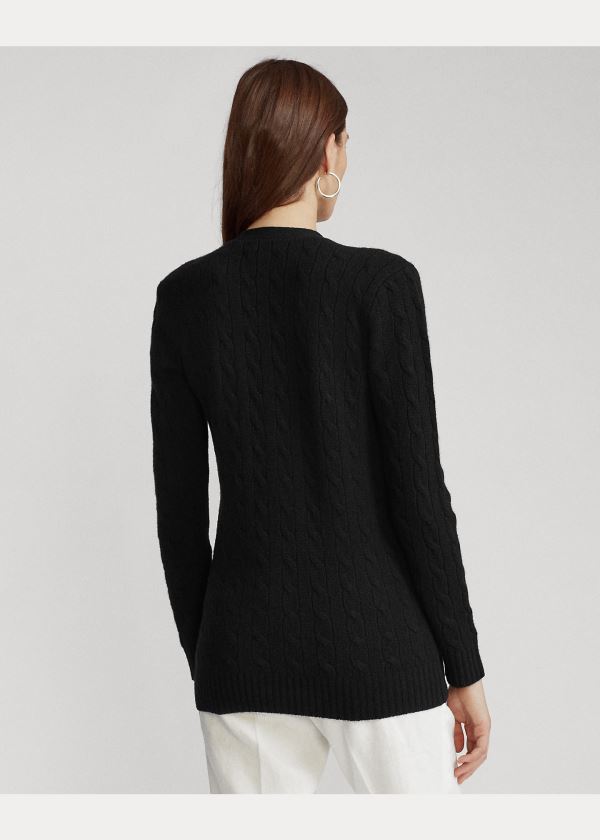 Ralph Lauren Cable-Knit Cashmere Cardigan Černé | B8NPexWZ