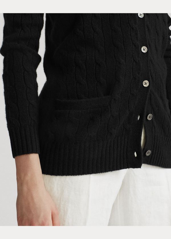 Ralph Lauren Cable-Knit Cashmere Cardigan Černé | B8NPexWZ