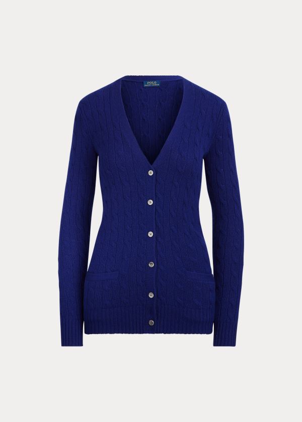 Ralph Lauren Cable-Knit Cashmere Cardigan Královská Modrá Blankyt | JYKR9509