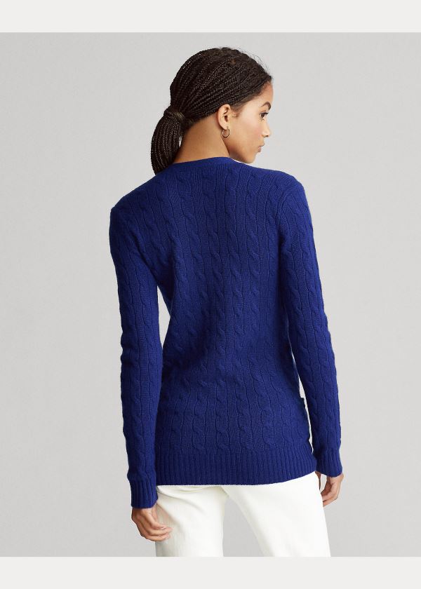 Ralph Lauren Cable-Knit Cashmere Cardigan Královská Modrá Blankyt | JYKR9509