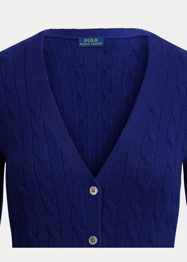 Ralph Lauren Cable-Knit Cashmere Cardigan Královská Modrá Blankyt | JYKR9509