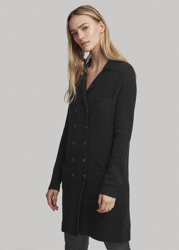 Ralph Lauren Cable-Knit Cashmere Cardigan Černé | YufWoNMl