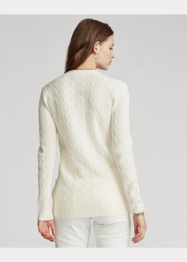 Ralph Lauren Cable-Knit Cashmere Cardigan Krém | qHnrbkwU