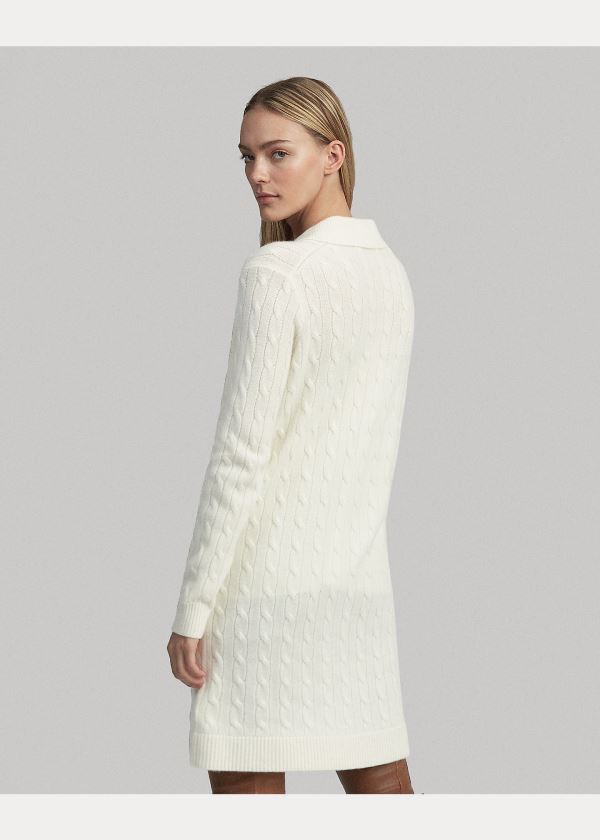 Ralph Lauren Cable-Knit Cashmere Cardigan Krém | tn0OOd3a