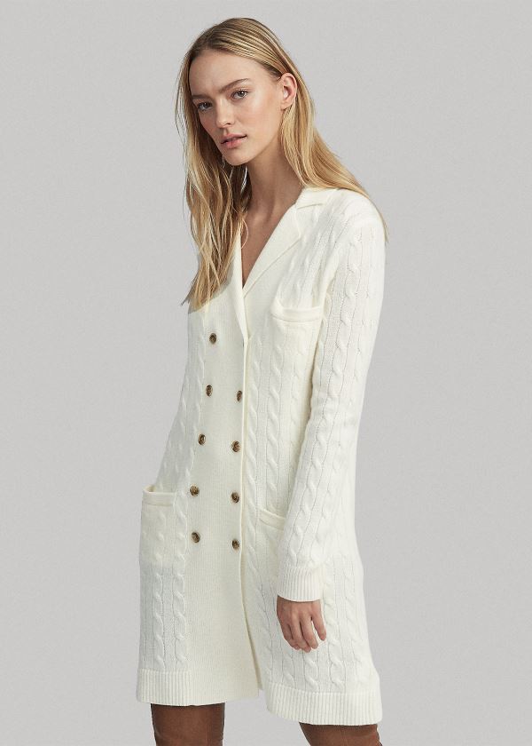 Ralph Lauren Cable-Knit Cashmere Cardigan Krém | tn0OOd3a