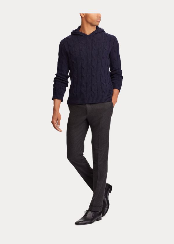 Ralph Lauren Cable-Knit Cashmere Hoodie Tmavě Blankyt | 1H9ihFlz