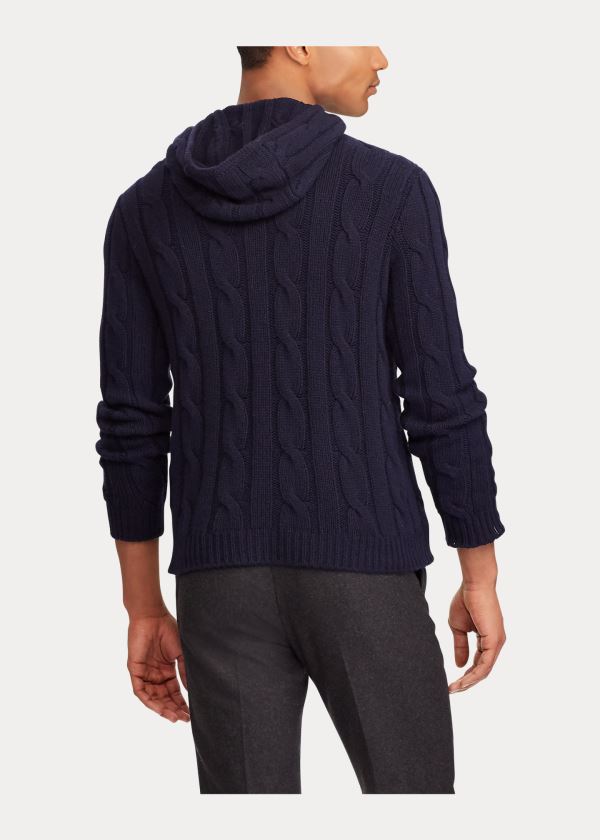 Ralph Lauren Cable-Knit Cashmere Hoodie Tmavě Blankyt | 1H9ihFlz