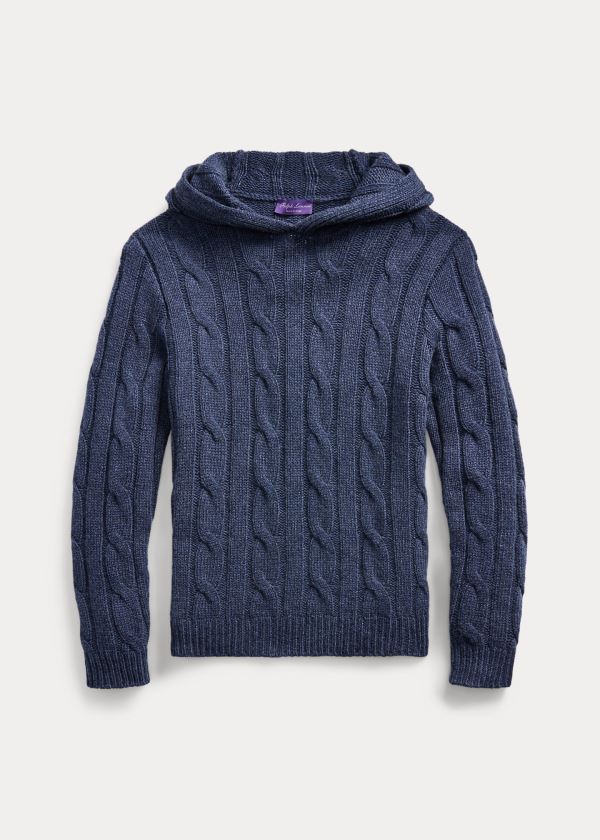 Ralph Lauren Cable-Knit Cashmere Hoodie Blankyt | cV5nLE5S