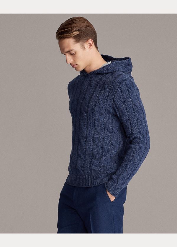 Ralph Lauren Cable-Knit Cashmere Hoodie Blankyt | cV5nLE5S