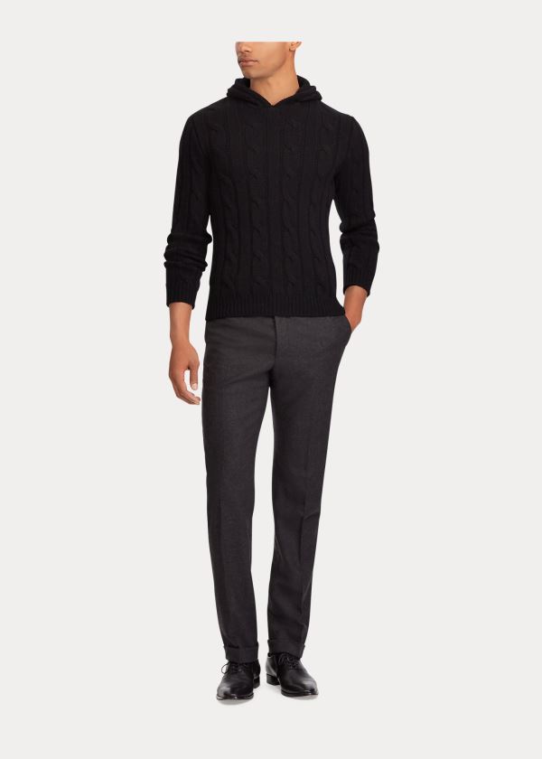 Ralph Lauren Cable-Knit Cashmere Hoodie Černé | t2ZuU3q9