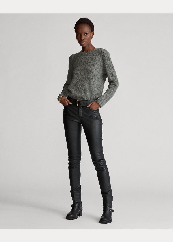 Ralph Lauren Cable-Knit Cashmere Svetrové Tmavě Šedé | COhLooGu