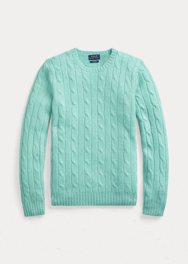 Ralph Lauren Cable-Knit Cashmere Svetrové Tyrkysové | RUOHBtVb