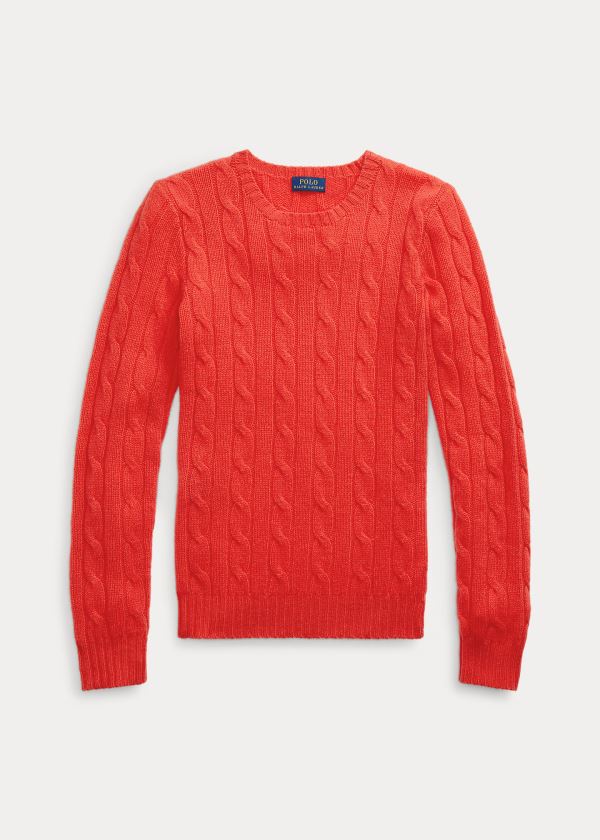 Ralph Lauren Cable-Knit Cashmere Svetrové Světle Červené | usbhxgHw