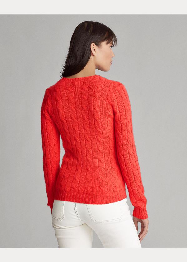 Ralph Lauren Cable-Knit Cashmere Svetrové Světle Červené | usbhxgHw