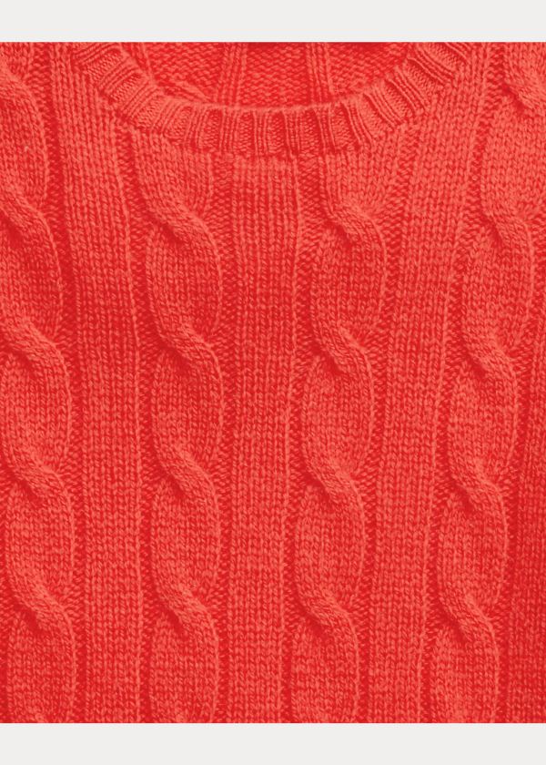 Ralph Lauren Cable-Knit Cashmere Svetrové Světle Červené | usbhxgHw