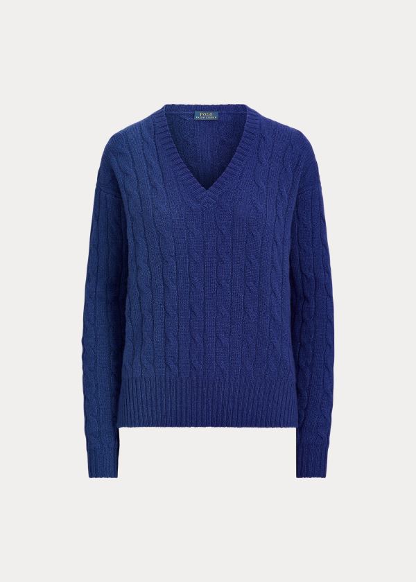 Ralph Lauren Cable-Knit Cashmere Svetrové Královská Modrá Blankyt | wlSqqArn