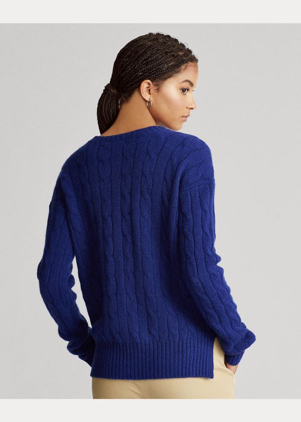 Ralph Lauren Cable-Knit Cashmere Svetrové Královská Modrá Blankyt | wlSqqArn