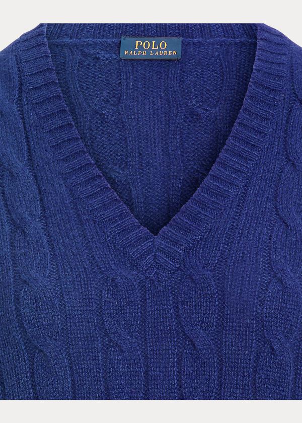 Ralph Lauren Cable-Knit Cashmere Svetrové Královská Modrá Blankyt | wlSqqArn