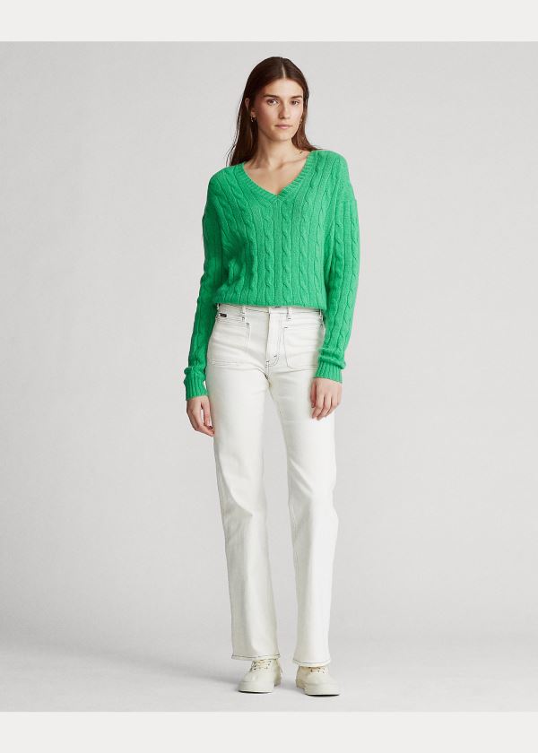 Ralph Lauren Cable-Knit Cashmere Svetrové Zelene | y0c90VuB