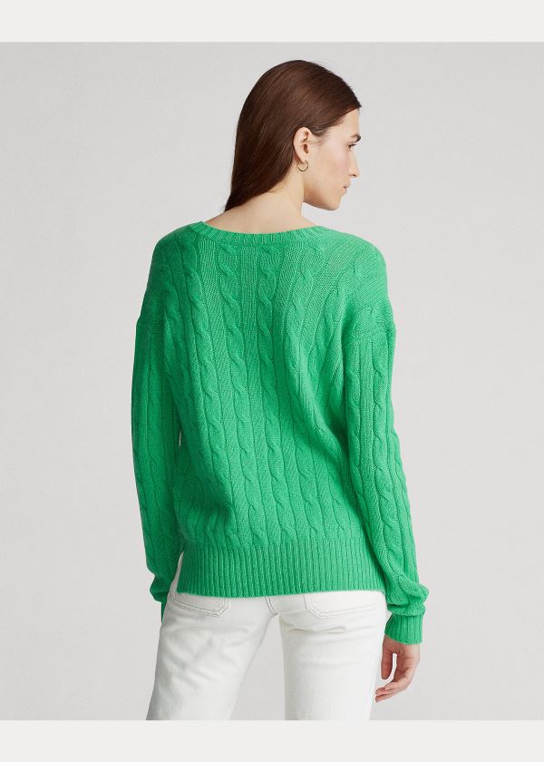 Ralph Lauren Cable-Knit Cashmere Svetrové Zelene | y0c90VuB