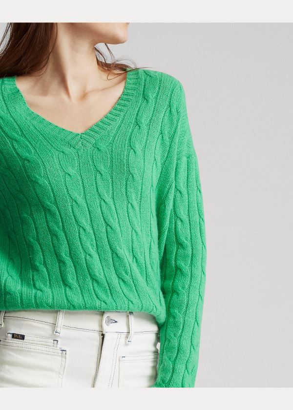 Ralph Lauren Cable-Knit Cashmere Svetrové Zelene | y0c90VuB