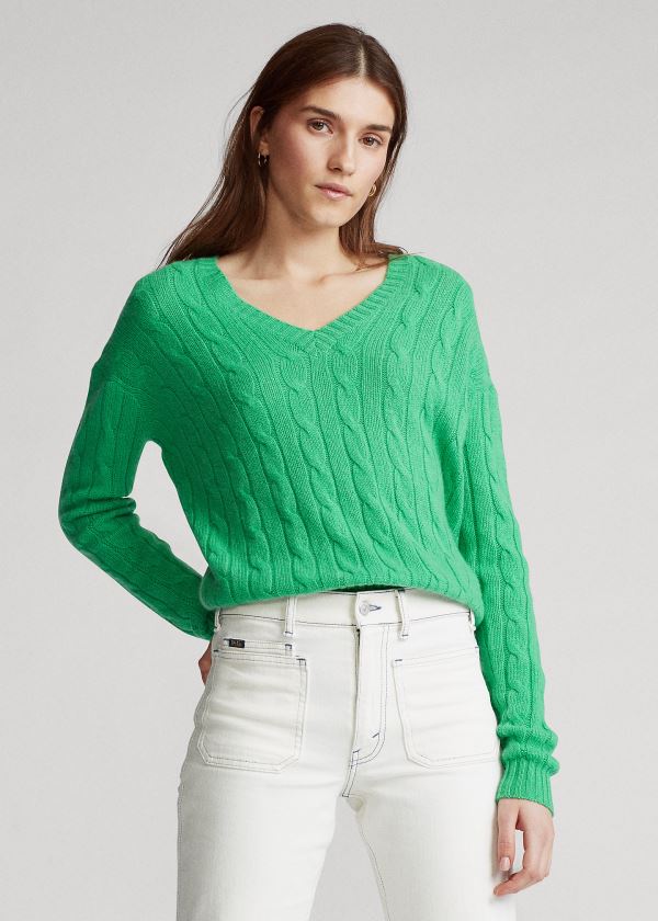 Ralph Lauren Cable-Knit Cashmere Svetrové Zelene | y0c90VuB