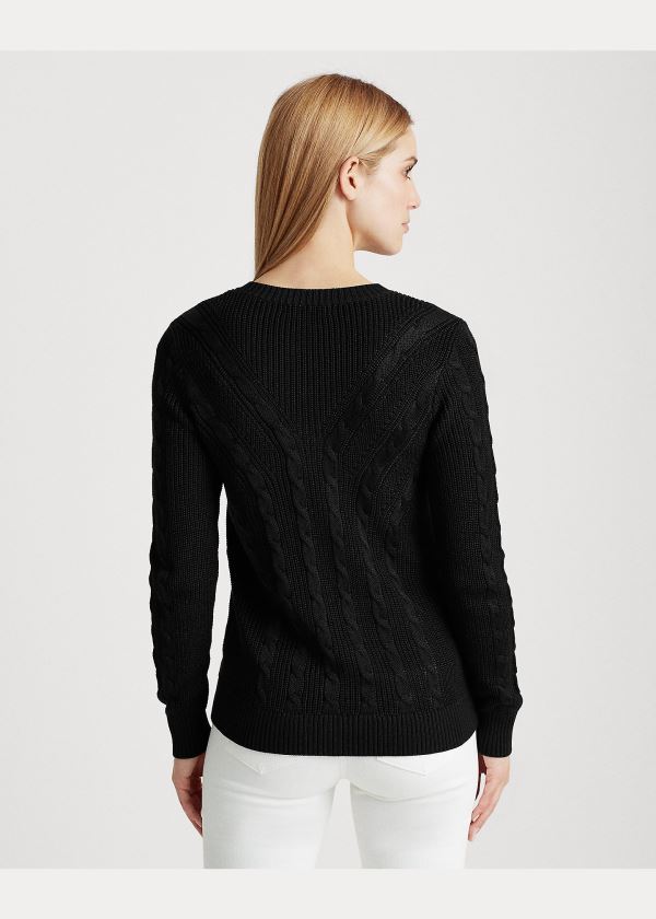 Ralph Lauren Cable-Knit Crewneck Svetrové Černé | urPWKtL3