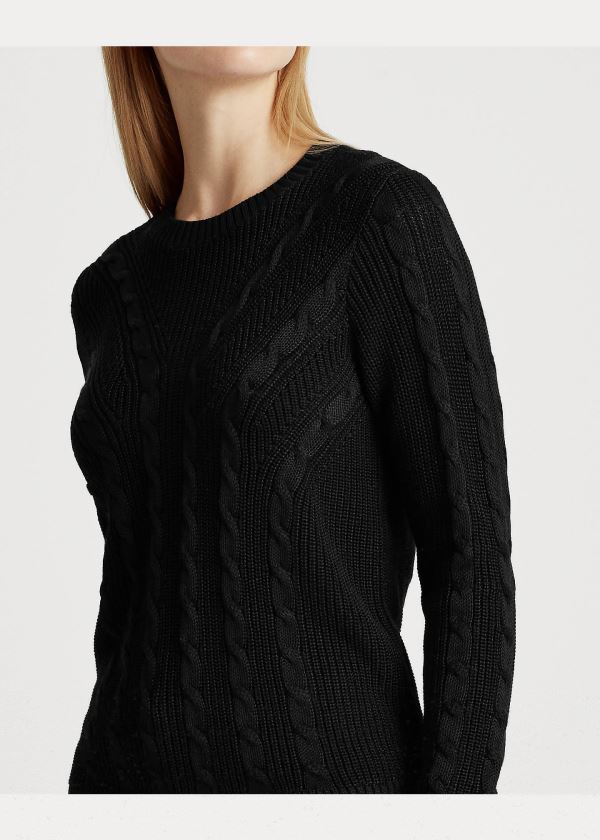 Ralph Lauren Cable-Knit Crewneck Svetrové Černé | urPWKtL3